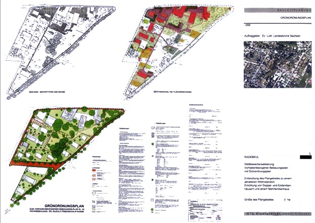 Vorhabenbezogener Bebauungsplan mit Grünordnungsplan (Wettbewerbsrealisierung) für ein Wohngebiet mit hohem Durchgrünungsgrad in Radebeul
