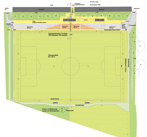 Neugestaltung eines Rasensportplatzes und Neuerrichtung einer Zuschauertribünenanlage in Dresden - Laubegast
